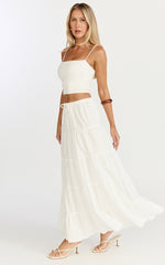 Aurora Maxi Skirt - Low Rise Tiered Maxi Skirt in Off White