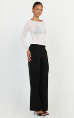 Madi Top - Long Sleeve Sheer Slub Jersey Top in White