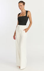 Seraphina Top - Square Neck Gathered Waist Top in Black