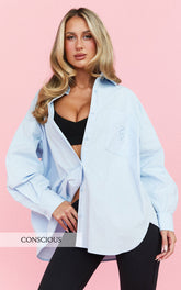 The Hunger Project x Showpo - THP Collared Button Up Long Sleeve Shirt in Blue