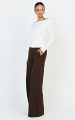 Tisdale Top - Boat Neck Long Sleeve Top in Cream