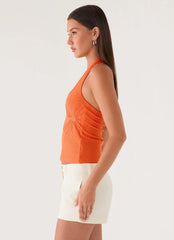 Monay Beaded Halter Top - Orange
