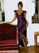 Faithful Frill Maxi Dress Plum