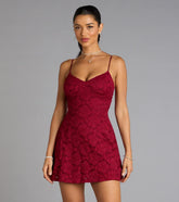 Romantic Notion Glitter Lace-Up Mini Dress