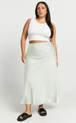 Amari Maxi Skirt - High Waisted Bias Cut Skirt in Mint