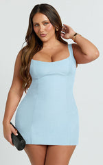 Aretha Mini Dress - Panel Dress in Blue