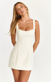 Aretha Mini Dress - Panel Dress in White
