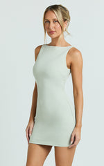 Bindi Boat Neck Bodycon Mini Dress in Sage