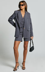 Caralina Blazer - Oversized Single Breasted Blazer in Charcoal