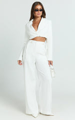 Chantelle Jacket - Crop Long Sleeve Jacket with Hardware Buckle in White