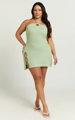 Amalie The Label - Merida Halter Knit Side Split Mini Dress in Green