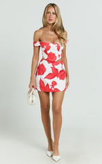 Darcy Mini Skirt - Structured Printed Tulip Skirt in Bouquet Di Fiori