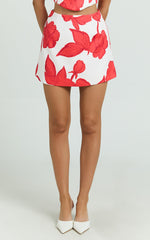 Darcy Mini Skirt - Structured Printed Tulip Skirt in Bouquet Di Fiori