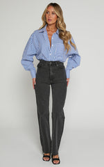 Dexter Jeans - High Waisted Straight Leg Denim Jeans in Washed Black