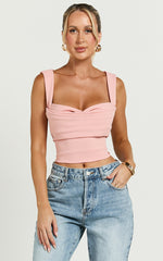 Donna Top - Cowl Neck Corset Top in Pale Pink