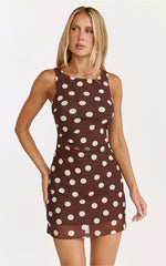 Goldie Mini Dress - High Neck Dress in Chocolate