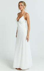 Hinata Maxi Dress - Linen Blend Slip Dress in Off White