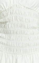 Judith Mini Dress - Shirred Halter Dress in White