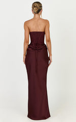 Kailani Maxi Dress - Strapless Corset Bodice Lace Up Back Dress in Chocolate