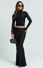 Kathleen Top - Turtle Neck Long Sleeve Jersey Top in Black