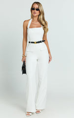 Koko Jumpsuit - Square Neck Halter Tailored Jumpsuit in White