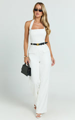 Koko Jumpsuit - Square Neck Halter Tailored Jumpsuit in White