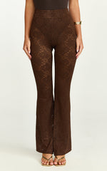 Lila Pants - Bootleg Lace Pants in Chocolate