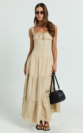 Lioness - Heart Shaped Midi Dress in Deep Wheat