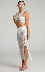 Lioness - Mayfair Lace Midi Skirt in White