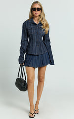 Lioness - Rider Denim Jacket with Hardware Buttons in Deni Stripe