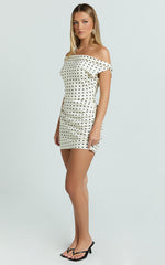 Lioness - Sweetheart Mini Dress in Cream Polka