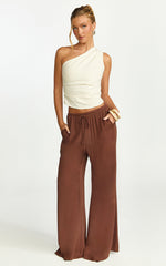 Bailey Top - Linen One Shoulder Pleated Bodice Top in Natural