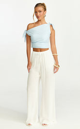 Makenna Pants - Wide Leg Crinkle Pants in White