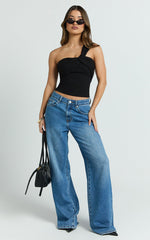 Maura Top - One Shoulder Twist Top in Black