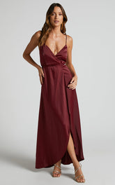 Mine Would Be You Maxi Dress - Wrap Dress in Wine
