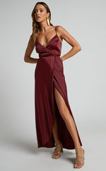 Mine Would Be You Maxi Dress - Wrap Dress in Wine