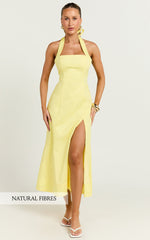 Narissa Midi Dress - Halter A Line Dress in Lemon
