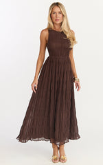 Paloma Midi Dress - Ruched Shift Dress in Chocolate