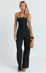 Paula Top - Strapless Asymmetrical Gathered Top in Black