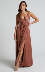 Revolve Around Me Maxi Dress - V Neck Wrap Dress in Dusty Rose