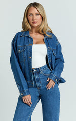 Ruby Jacket - Oversized Denim Jacket in Mid Vintage Wash