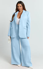 Selena Pants - High Waisted Wide Leg Tailored Pants in Baby Blue