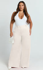 Selena Pants - High Waisted Wide Leg Tailored Pants in Cream