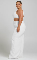 Adelaide Two Piece Set - Crop Top and Wide Leg Pants Set in White