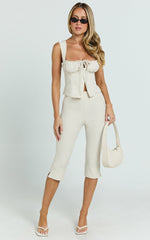 Susannah Top - Ruched Square Neck Bustier Top in Cream