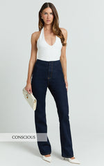 Tianna Jeans - High Waisted Fitted Straight Leg Jeans in Indigo Wash