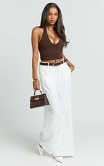 Xandria Pants - Double Pleated Wide Leg Pants in White