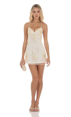 Sequin Embroidered Open Back Dress In Ivory