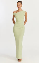 Genie Maxi Dress - Off The Shoulder Dress in Sage