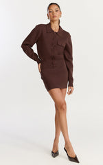 Isabel Top - Long Sleeve Oversized Knit Top in Chocolate